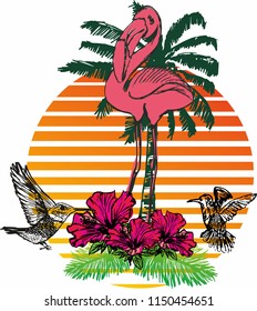 flamingo palm beach graphic design vector art