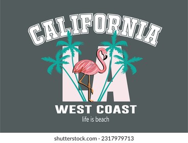 flamingo palm california design vector