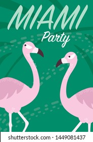 Flamingo and palm party poster 