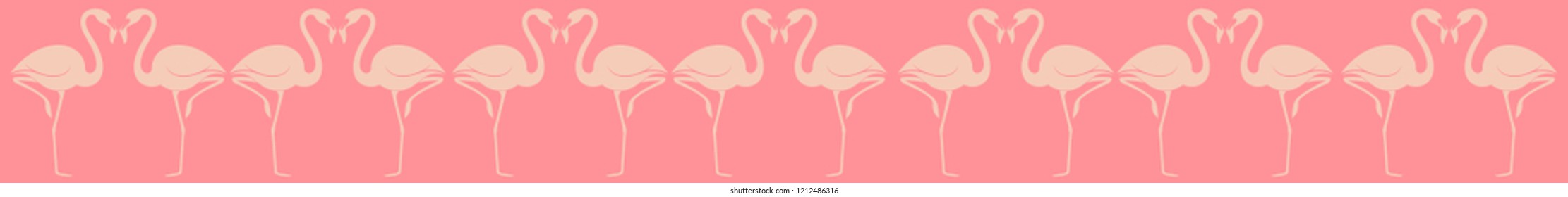 Flamingo and palms pattern. Border design.