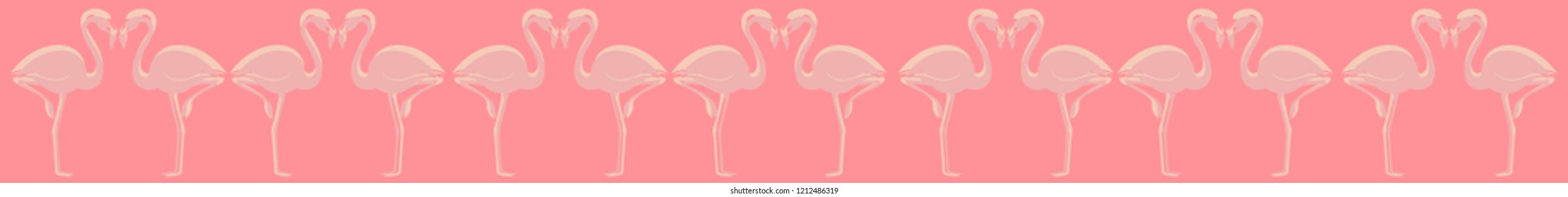 Flamingo and palms pattern. Border design.