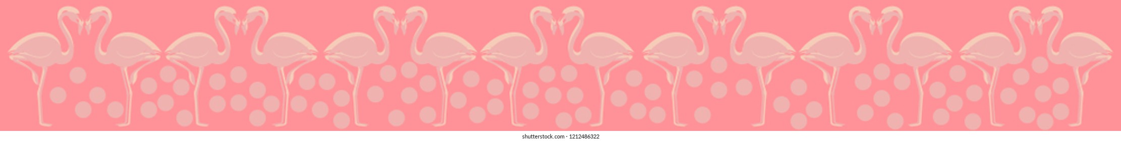 Flamingo and palms pattern. Border design.