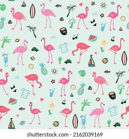 Flamingo party sin problemas patrón vectorial