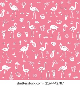 Flamingo party seamless vector pattern