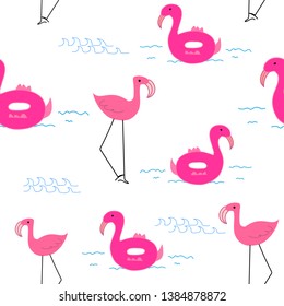 Flamingo pattern background, Tropical flamingo pattern, Vector illustration.
