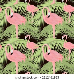 Flamingo-Muster für Stoffe, Tapeten und Wickelpapier. Tropisches Muster auf engem Hintergrund.