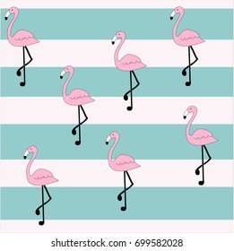 flamingo pattern mint stripes