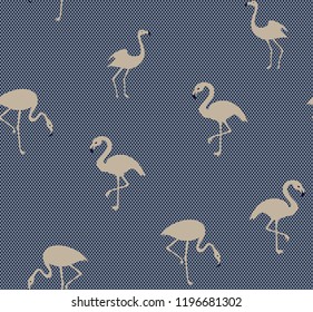 flamingo pattern on black retro circles