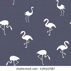 flamingo pattern on retro circles background