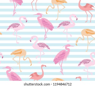 flamingo pattern on stripes