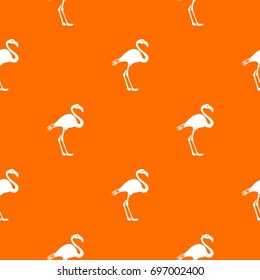 Flamingo pattern repeat seamless in orange color for any design. Vector geometric illustration