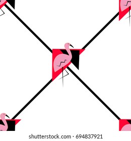 flamingo pattern seamless pattern lines triangle white background vector illustration 