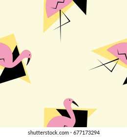flamingo pattern seamless pattern triangle vector illustration