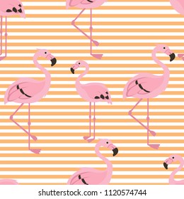 flamingo pattern seamless vector with  geometric background