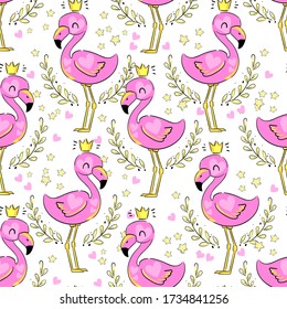 Flamingo Pattern textile design. vector tropical seamless, 