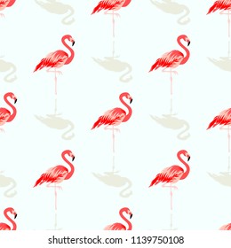 Flamingo pattern. Tropical animal seamless print background
