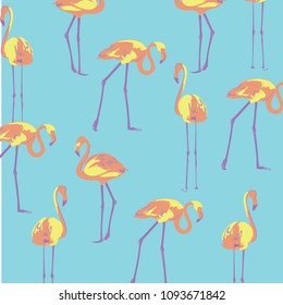 Flamingo pattern, tropical wallpaper