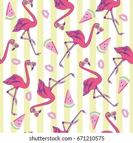 Flamingo pattern, vector, illustration
