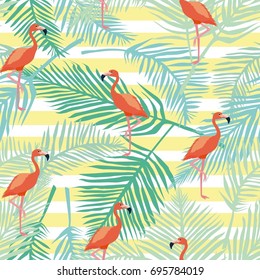 Flamingo pattern, vector, illustration