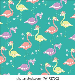 flamingo pattern vector illustration. Fabric, wrapping paper, wallpaper, packaging.