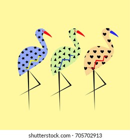 flamingo pattern yellow background vector illustration 