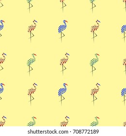 flamingo pattern yellow background vector illustration 