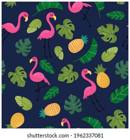 Flamingo pattern.Flamingo on a white background. Cute flamingo for poster.