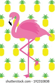 flamingo and pineapple background vector/illustration