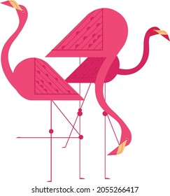Diseño vectorial de aves rosadas flamingo