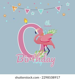Flamingo, flamingo rosado, cumpleaños, números de cumpleaños 0