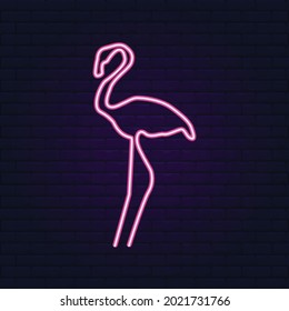 Flamingo with Pink Neon and Sparking Color