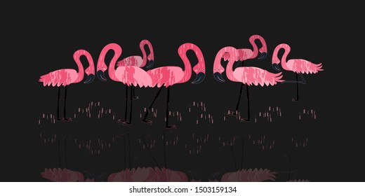 Flamingo pink on dark background.Vector illustration.
