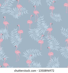 Flamingo pink pattern with monstera tropical leaf on strips