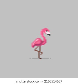 flamingo in pixel art style