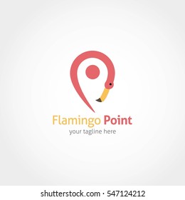 Flamingo Point Logo Design Template. Vector Design Illustration