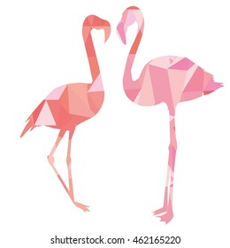 Flamingo polygon - vector, illustration