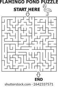 Flamingo pond maze puzzle for kids fun activity game