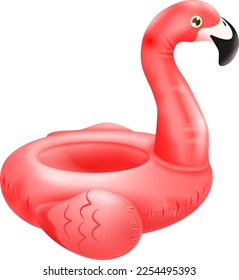 Flamingo pool ring. Floating donut. Summer party symbol isolated on white background