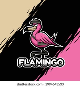 Flamingo Post man Mascot Logo Illustration