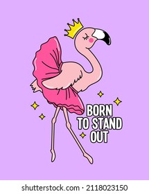 
FLAMINGO PRINCESS BALLERINA BIRD ILLUSTRATION