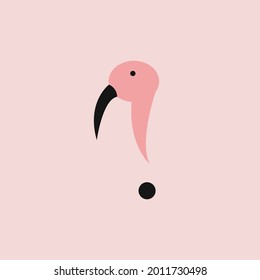 Flamingo and question mark logo or icon with unique and simple style.