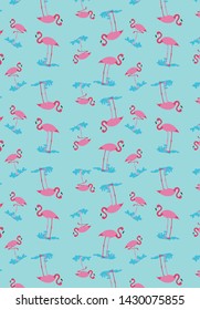 Flamingo repeated pattern artwork for baby apparels
