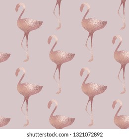 Flamingo. Rose gold. Elegant vector pattern with a metallic effect.