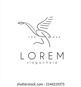 Flamingo Running logo vector line outline monoline icon illustration