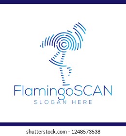 Flamingo Scan Technology Logo vector Element. Animal Technology Logo Template