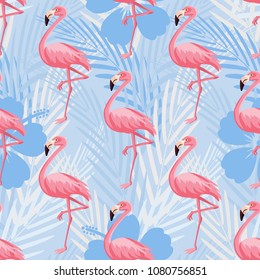 Flamingo seamless pattern background. Pink flamingo vector background design.