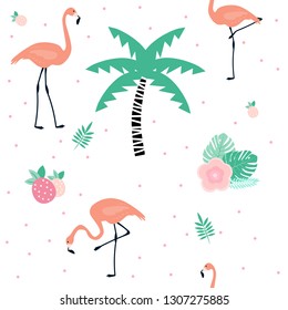 Flamingo seamless pattern background, summer trendy background.