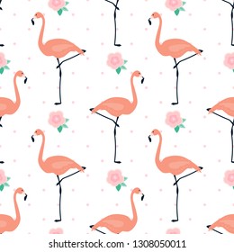 Flamingo seamless pattern background, summer trendy background.