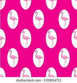 Flamingo seamless pattern drawing on pink background.