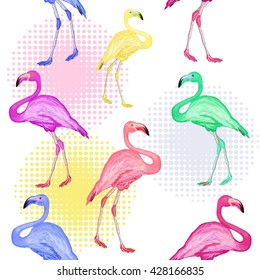Flamingo seamless pattern hand drawn vector 